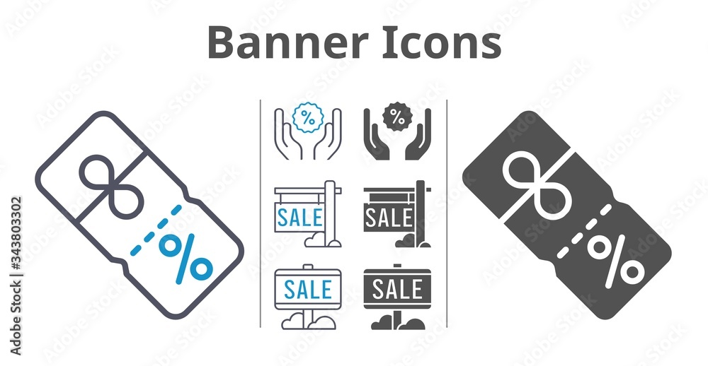 banner icons icon set included sale, discount icons