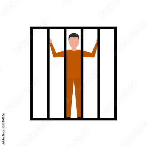 Cartoon Color Character Person and Imprisonment Concept. Vector