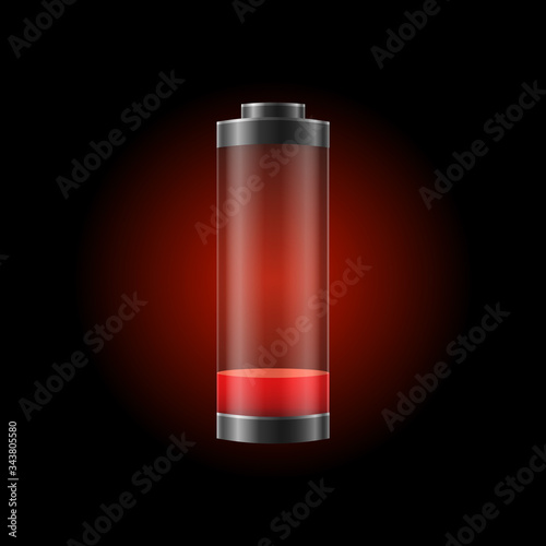 Realistic Detailed 3d Battery Charge Indicator Empty Concept. Vector