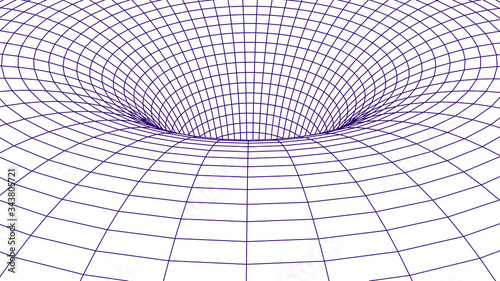 Fototapeta Naklejka Na Ścianę i Meble -  Abstract tunnel. Vector wormhole. 3D corridor mesh.
