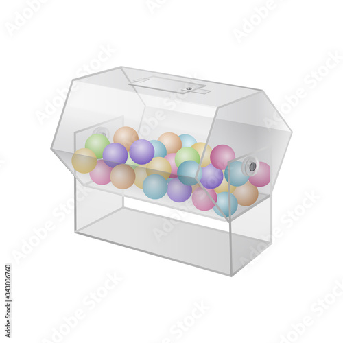 Realistic 3d Detailed Drum Raffle Lottery with Balls. Vector