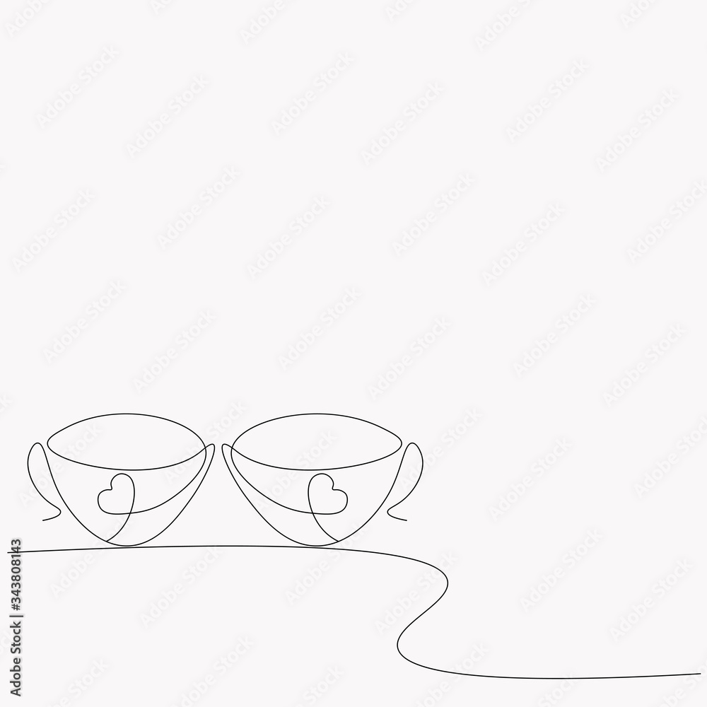 Cups of coffee with hearts, valentine day card vector illustration Cups of coffee with hearts, valentine day card vector illustration