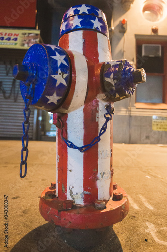 Fire hydrant painted American flag, New York photo