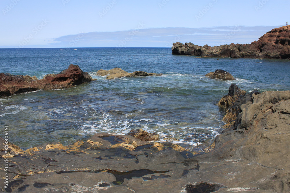 rocky coast of  lanzarotecanary islands spain