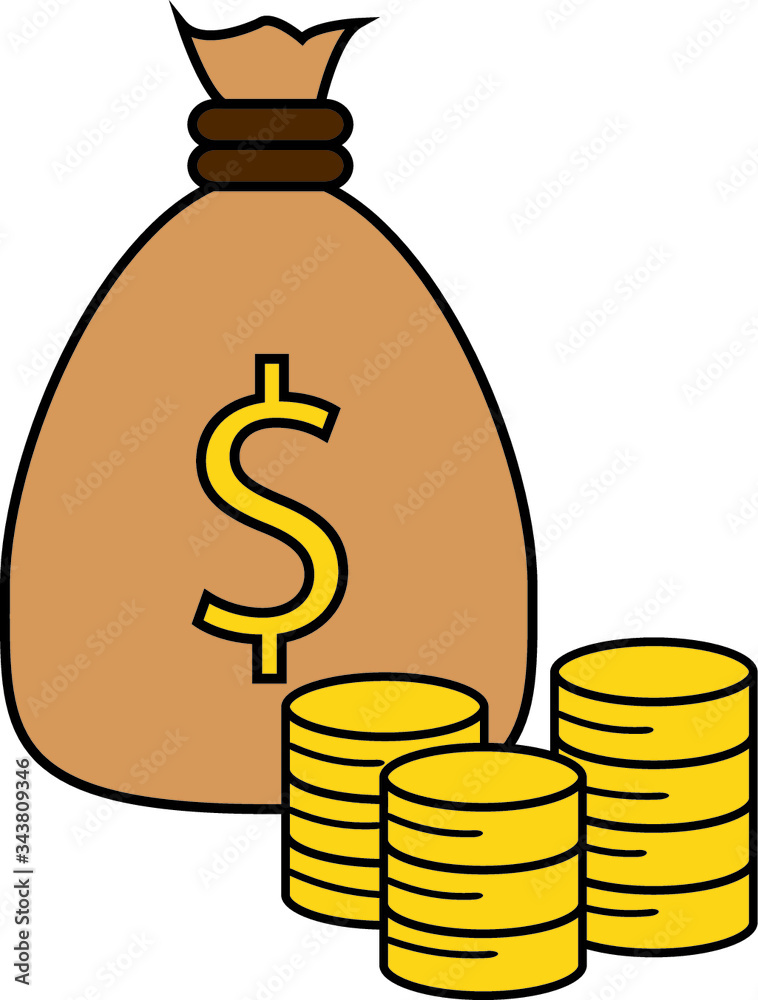 Money bag tied with dollar sign vector icon Money bag tied with dollar sign vector icon
