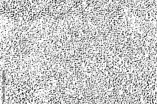 Monochrome texture of soft terry cloth. Black and white background of cotton towel with spots, noise and graininess. Overlay template. Vector illustration