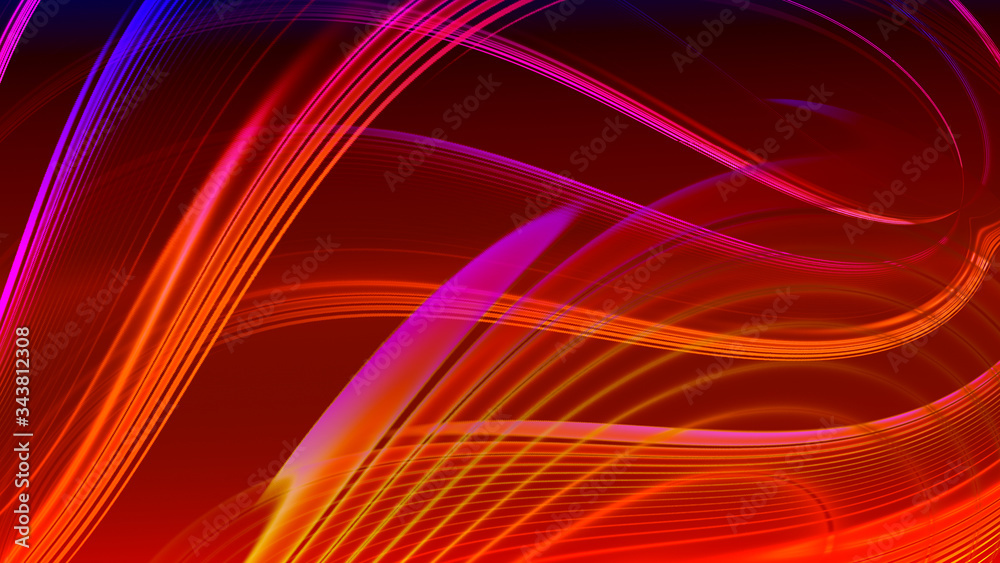 Fototapeta premium Abstract red purple gradient geometric background. Neon light curved lines and shape with colorful graphic design.
