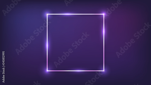Neon square frame with shining effects