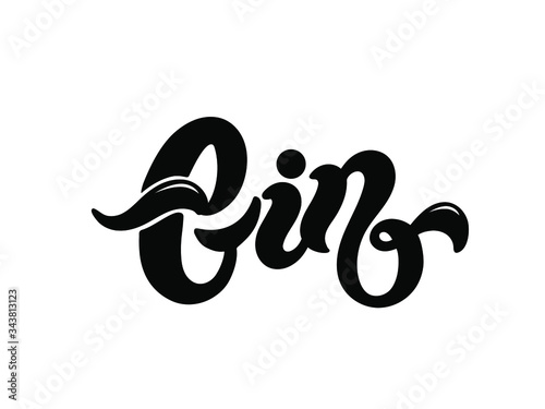 Gin. Type of alcoholic drink. Hand drawn lettering. Vector illustration. Best for restaurant or bar design