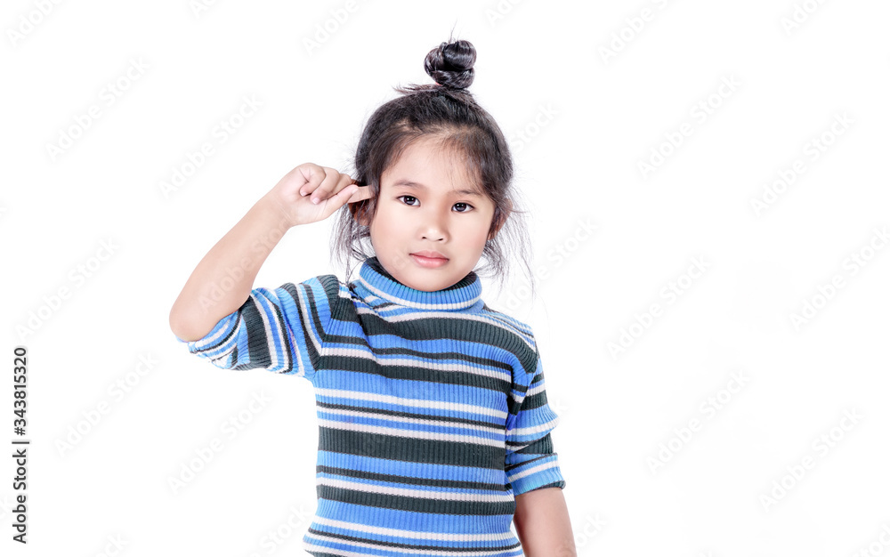 portrait of asian little girl over white background portrait of asian little girl over white background