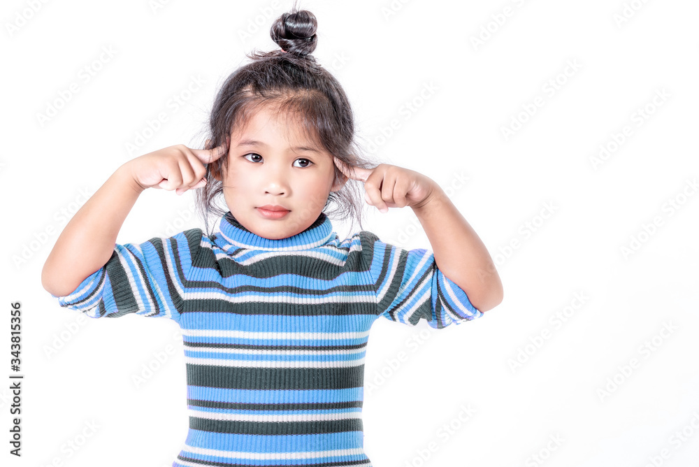 portrait of asian little girl over white background portrait of asian little girl over white background