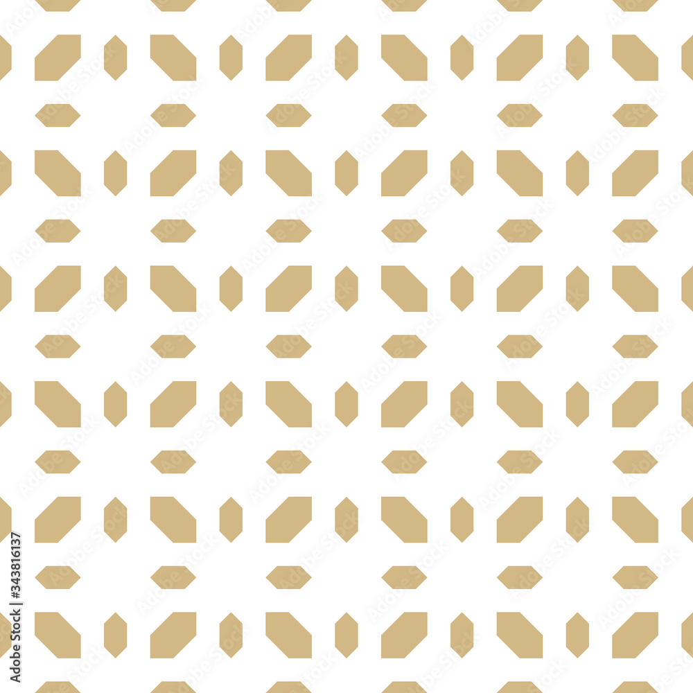 Golden floral geometric seamless pattern. Simple minimal vector ornament with small diamonds, flower shapes, grid. Elegant minimalist background. Gold and white luxury texture. Repeat geo design Golden floral geometric seamless pattern. Simple minimal vector ornament with small diamonds, flower shapes, grid. Elegant minimalist background. Gold and white luxury texture. Repeat geo design