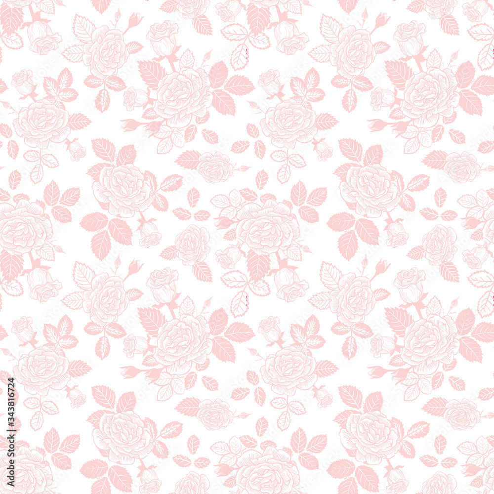 Pretty Pink Roses Background Texture Vector Seamless Pattern Pretty Pink Roses Background Texture Vector Seamless Pattern