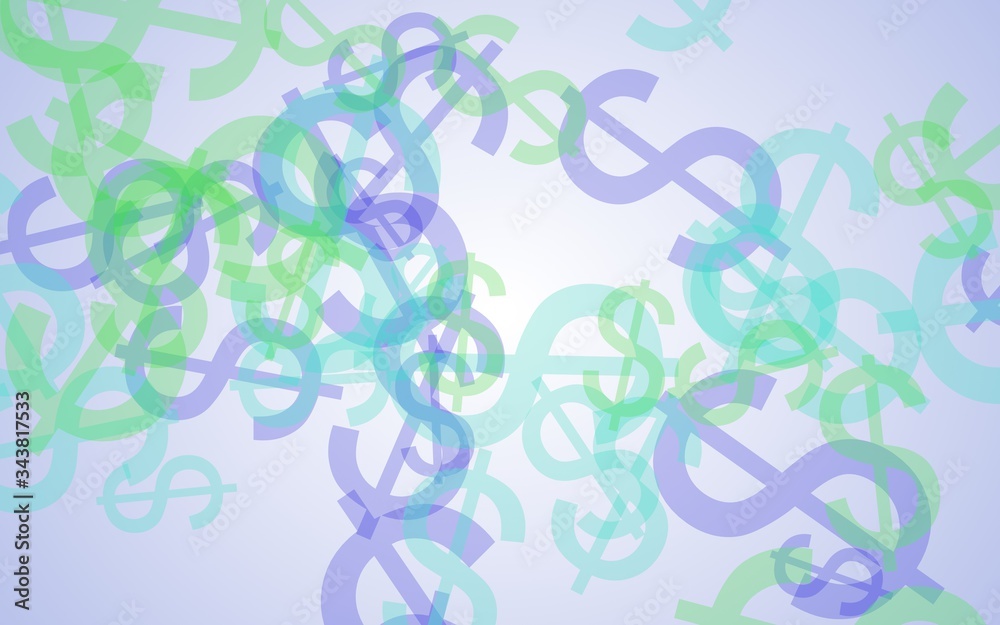 Multicolored translucent dollar signs on white background. 3D illustration Multicolored translucent dollar signs on white background. 3D illustration