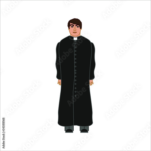 Catholic church parish priest. Vector illustration for web and mobile design.