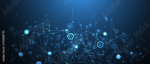 Abstract blue hexagon futuristic background for design works. Science and technology.