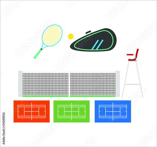 tennis object kit. Vector illustration for web and mobile design.