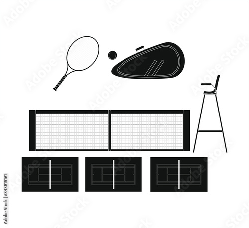 tennis object kit. Vector illustration for web and mobile design.