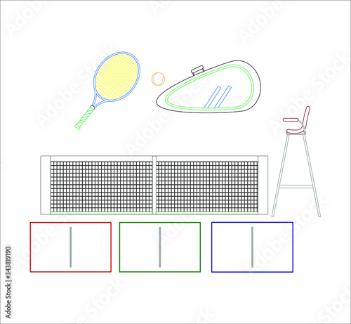 tennis object kit. Vector illustration for web and mobile design.