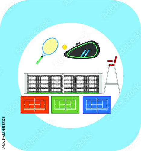 tennis object kit. Vector illustration for web and mobile design.