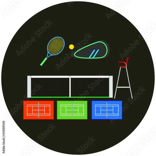 tennis object kit. Vector illustration for web and mobile design.