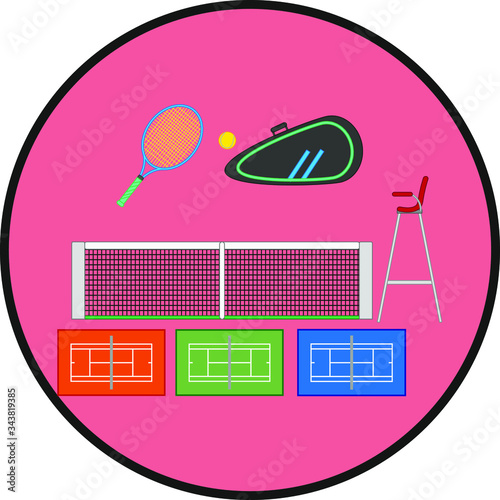 tennis object kit. Vector illustration for web and mobile design.