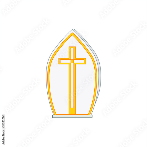 Miter is a typical hat the Pope of Rome of the Catholic Church. Vector illustration for web and mobile design.