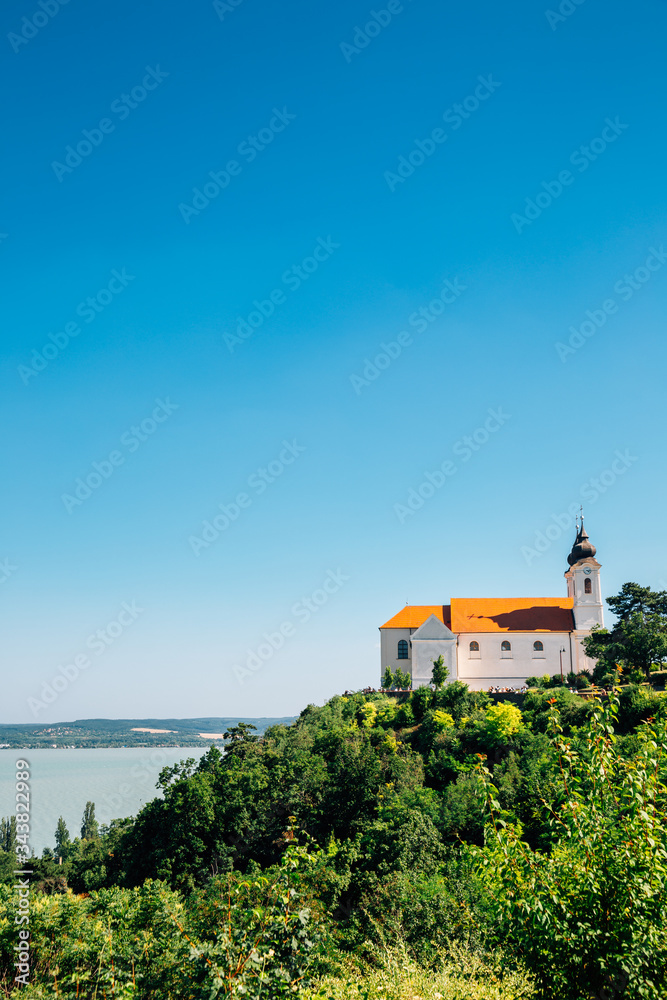 Tihany Abbey Benedictine monastery with Lake Balaton in Hungary