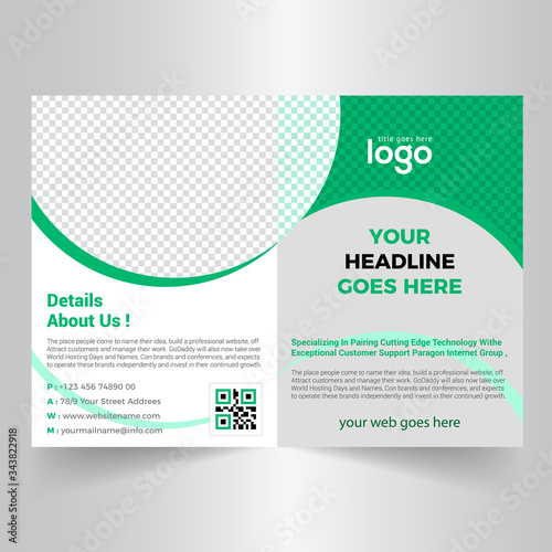 Bi-fold Brochure Template Design.Corporate & Business Concept 