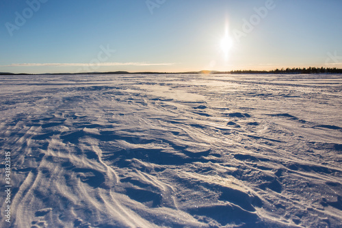 Winter in Inari lake  Lapland  Finland