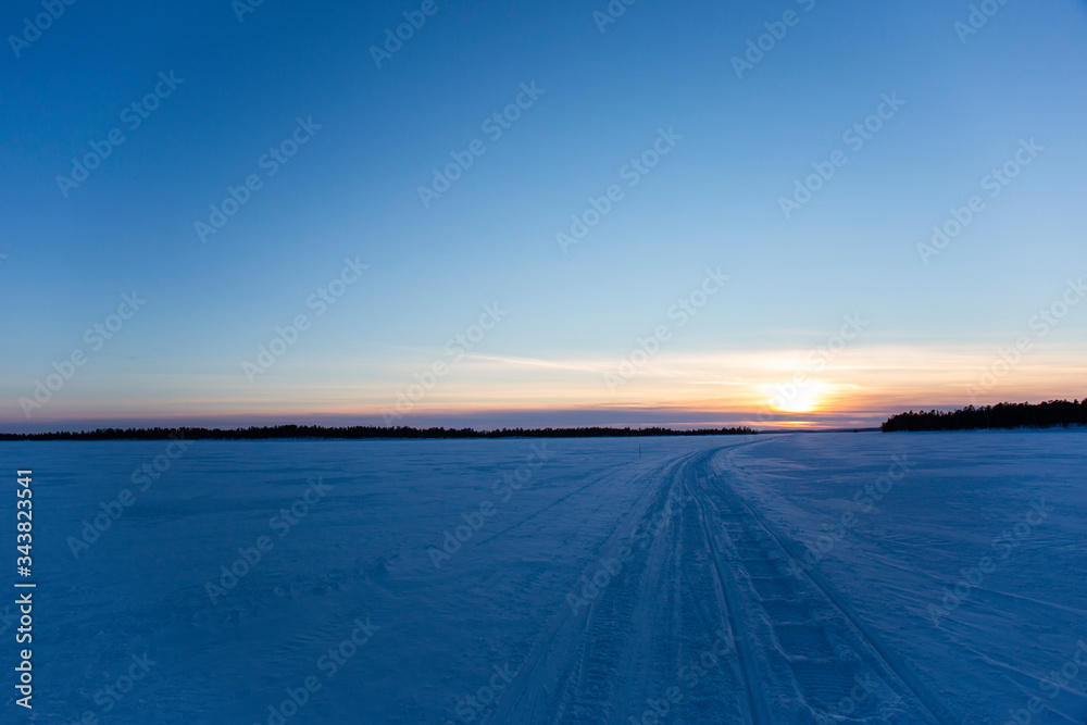Winter in Inari lake, Lapland, Finland