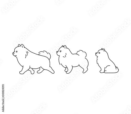 Three vector contour cartoonish dogs. 