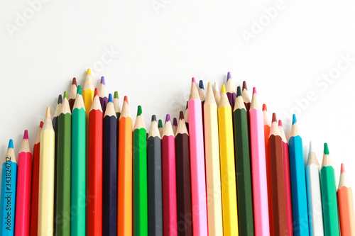  Color pencils isolated on white background.