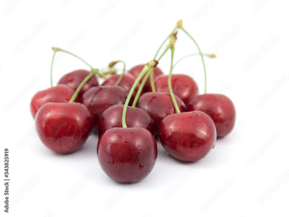 cherry on top of a white background. cherry on top of a white background.