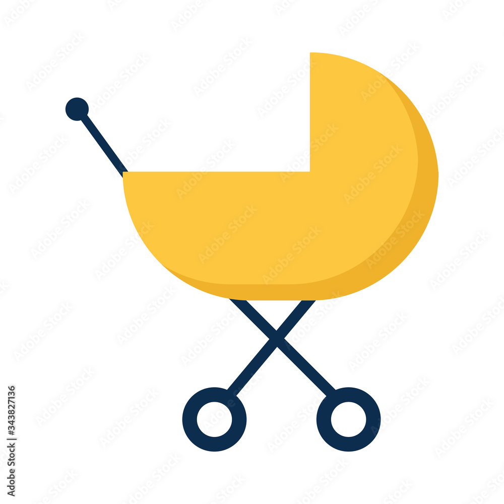 Baby Carriage Stroller. Flat Design Style icon. Yellow baby s pram. Baby Carriage Stroller. Flat Design Style icon. Yellow baby s pram.