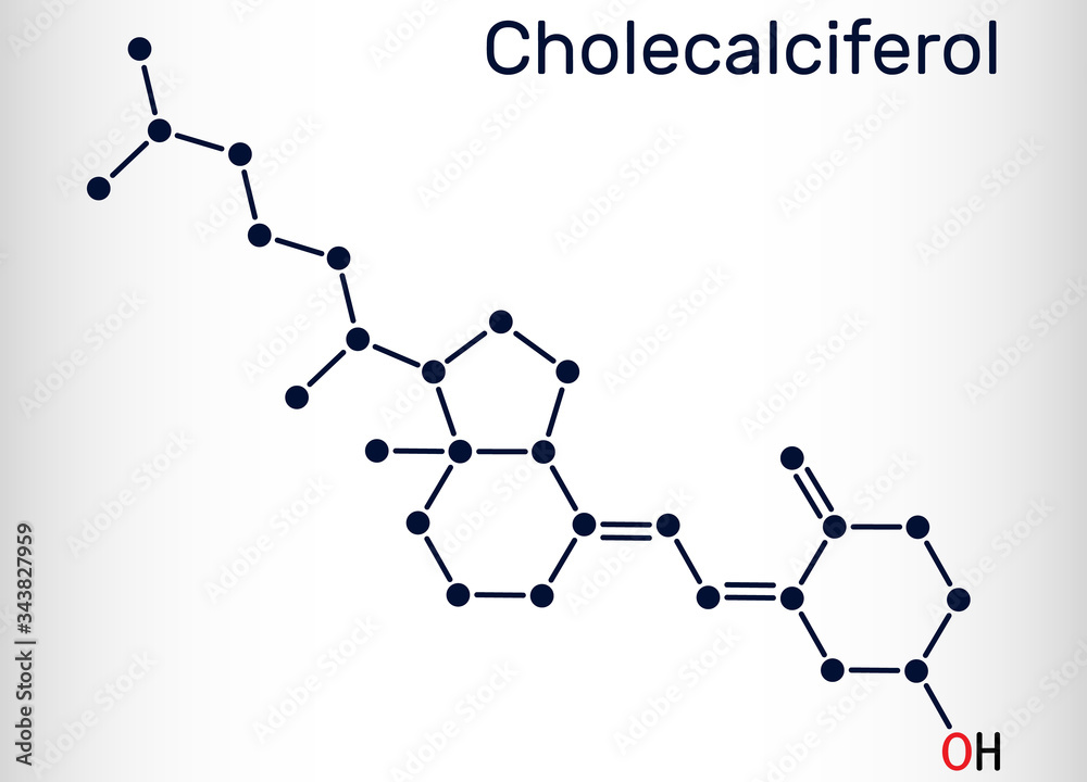 Cholecalciferol, colecalciferol, vitamin D3, C27H44O molecule