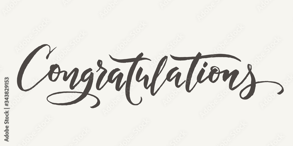 Congratulations calligraphy. Hand written text. Lettering. Calligraphic banner.