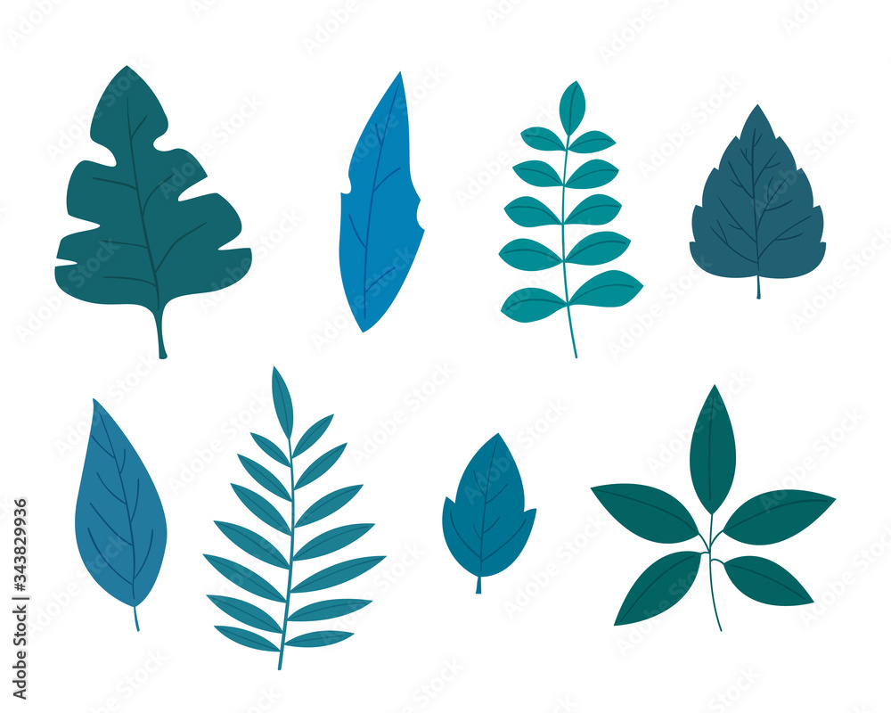 Set of 8 different house plants in pots. Old fashioned colors in flat modern style. Handmade drawings isolated on white background. Vector Illustration.