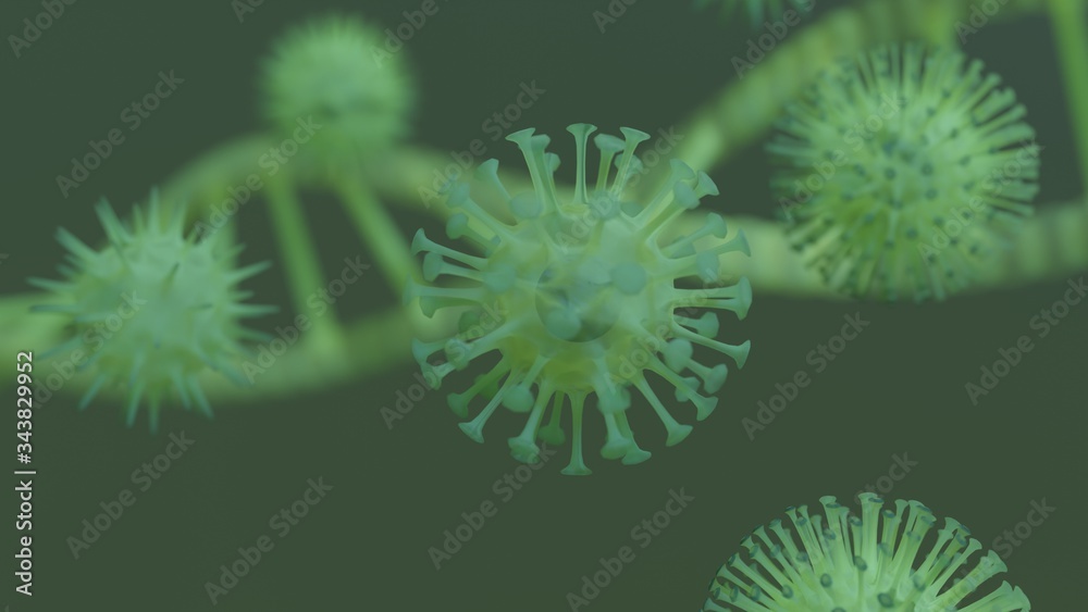 Corona virus SARS-CoV-2 novel coronavirus concept resposible for COVID-19 outbreak and coronaviruses influenza as dangerous pandemia. Microscope virus close up. 3d rendering. Corona virus SARS-CoV-2 novel coronavirus concept resposible for COVID-19 outbreak and coronaviruses influenza as dangerous pandemia. Microscope virus close up. 3d rendering.