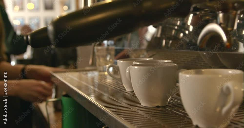 Tracking Along Coffee Machine in Cafe