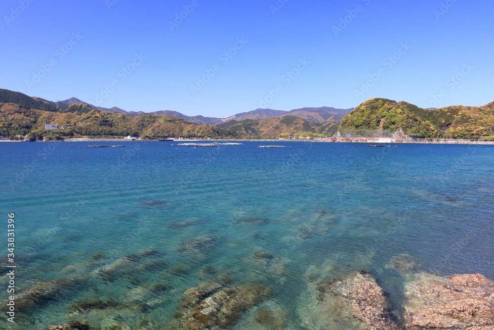 双名島　堤防からの眺め　久礼湾（高知県　中土佐町）