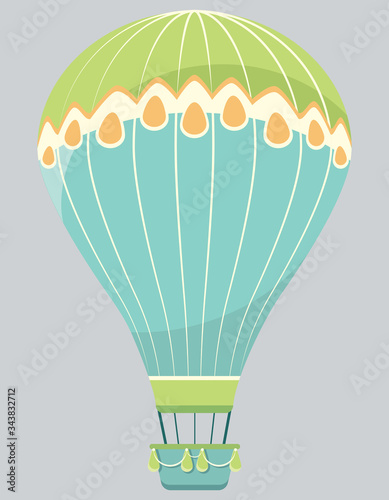 Hot air balloon. Colored aerostat in cartoon style.