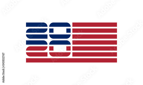 2020 numbers in united states flag style, vector illustration