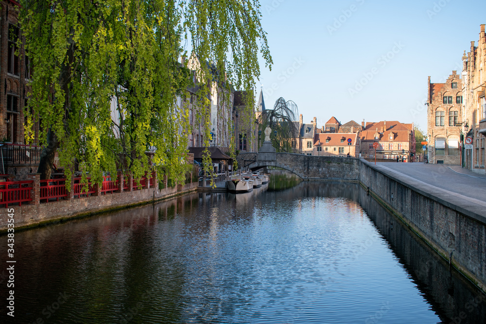 Canals in the historic city of Bruges, Belgium