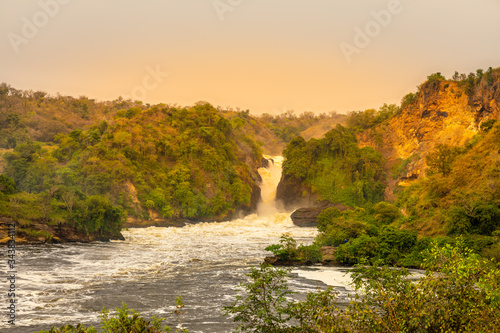 The Murchison waterfall on the Victoria Nile at sunset, Uganda. photo
