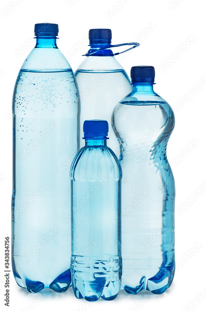 Four plastic bottles with water Four plastic bottles with water