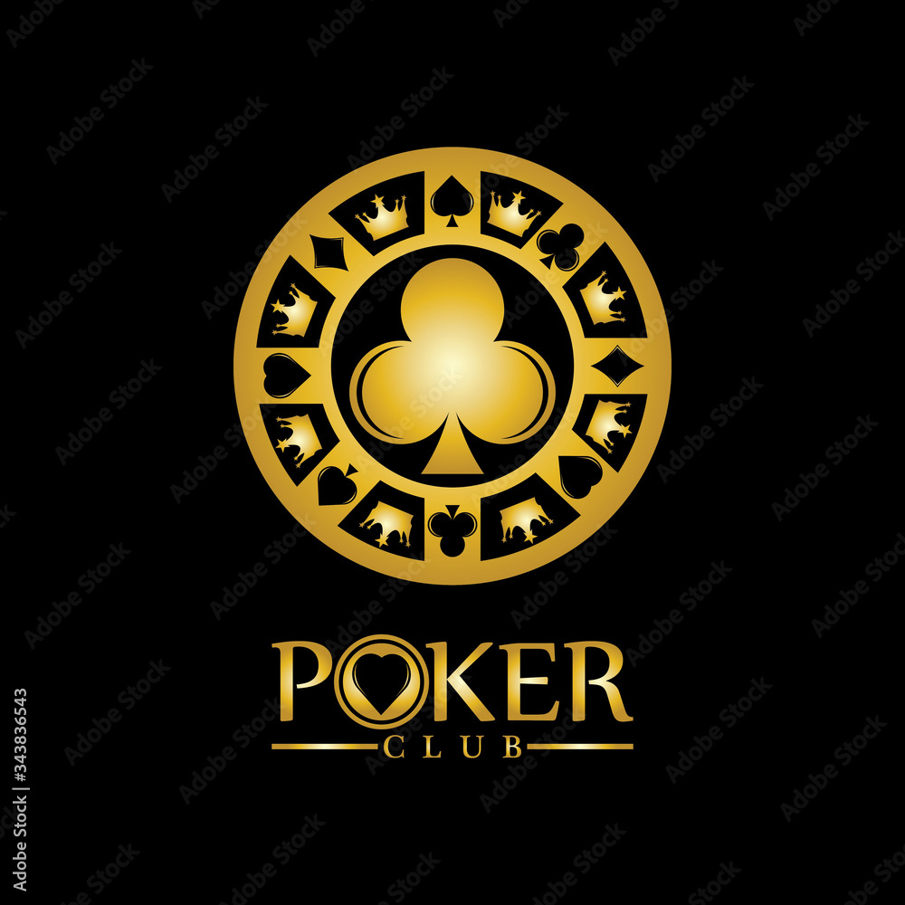 Fototapeta premium Gold King Poker logo design vector on black background