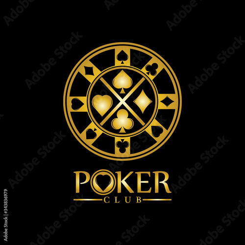 Gold King Poker logo design vector on black background