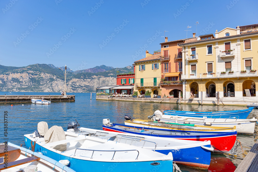 28 August 2019. View of old town of Malcesine, Lake Garda, Italy