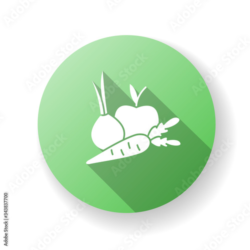 Fruits and vegetables green flat design long shadow glyph icon